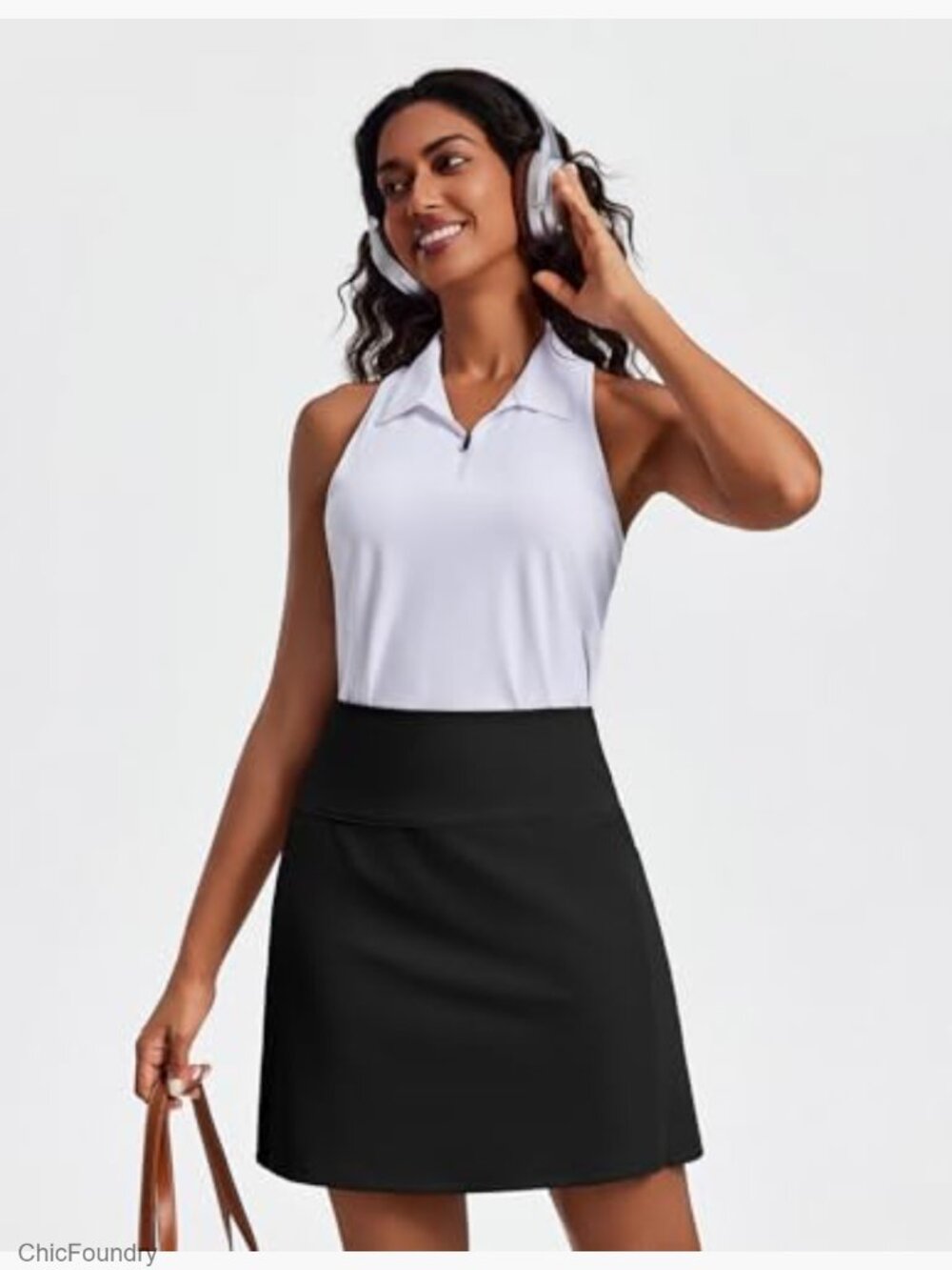 High Waisted Knee Length Skort UPF 50+ 4 Pockets Golf Tennis Athletic - Picture 6 of 7